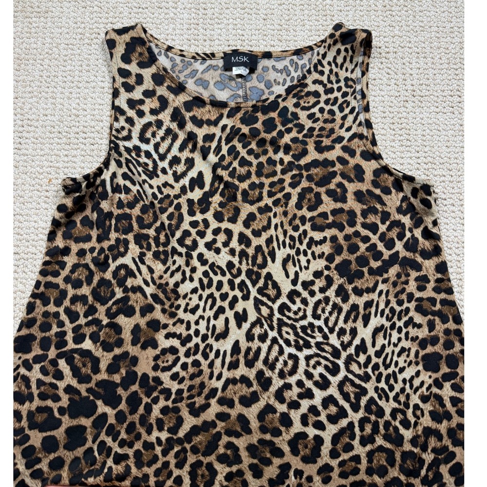 MSK Shift Dress Womens Size Large Brown‎ Cheetah Print Sleeveless A-Line Casual - Picture 3 of 5